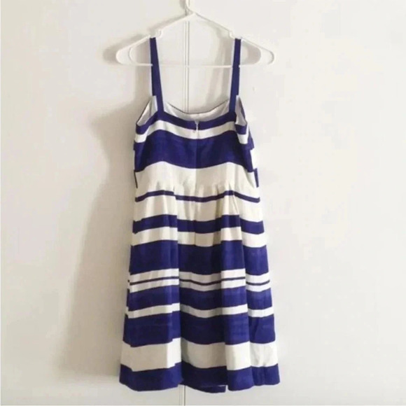 NWT Ann Taylor LOFT Dress White Royal Blue Stripe Box Pleat Sundress size 6 - Picture 4 of 6